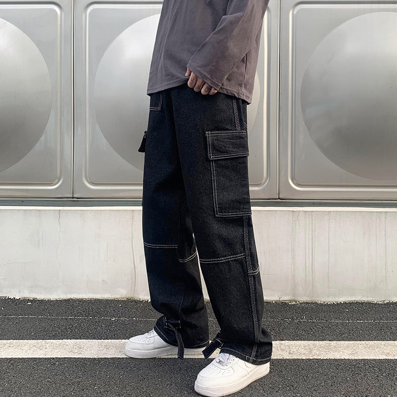 Men Wide Leg Jeans Hip Hop Casual Men Wide Leg Jeans Hip Hop Casual