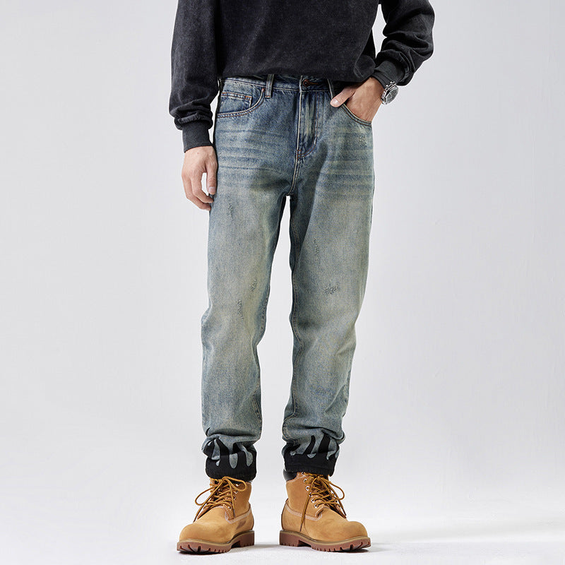 Blue Distressed Loose Straight Jeans Blue Distressed Loose Straight Jeans