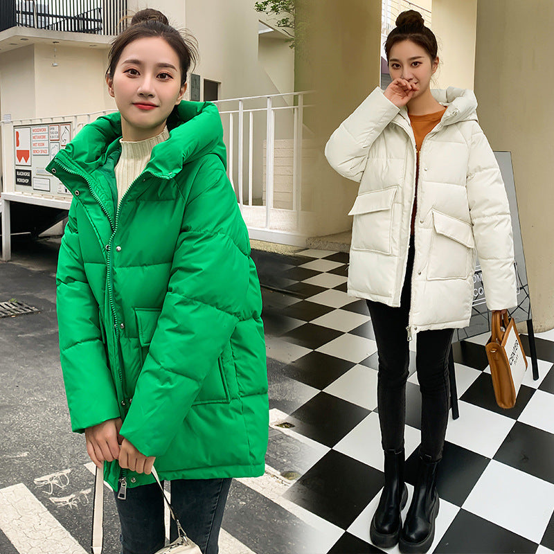 Winter Hooded Candy Color Loose And Warm Short Down Cotton Jacket Coat Winter Hooded Candy Color Loose And Warm Short Down Cotton Jacket Coat