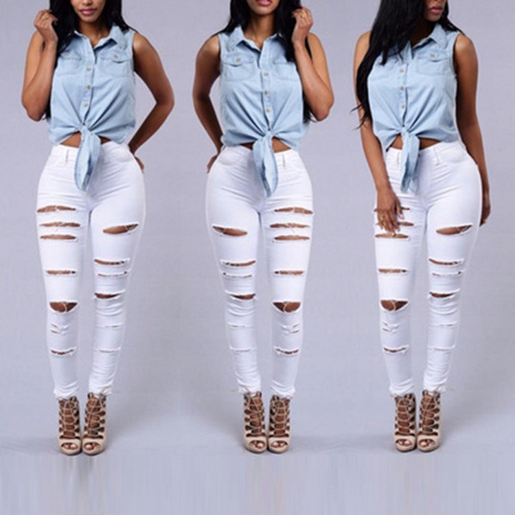Ripped Jeans Women Skinny Trousers Casual High Waist Pencil Pants Ripped Jeans Women Skinny Trousers Casual High Waist Pencil Pants