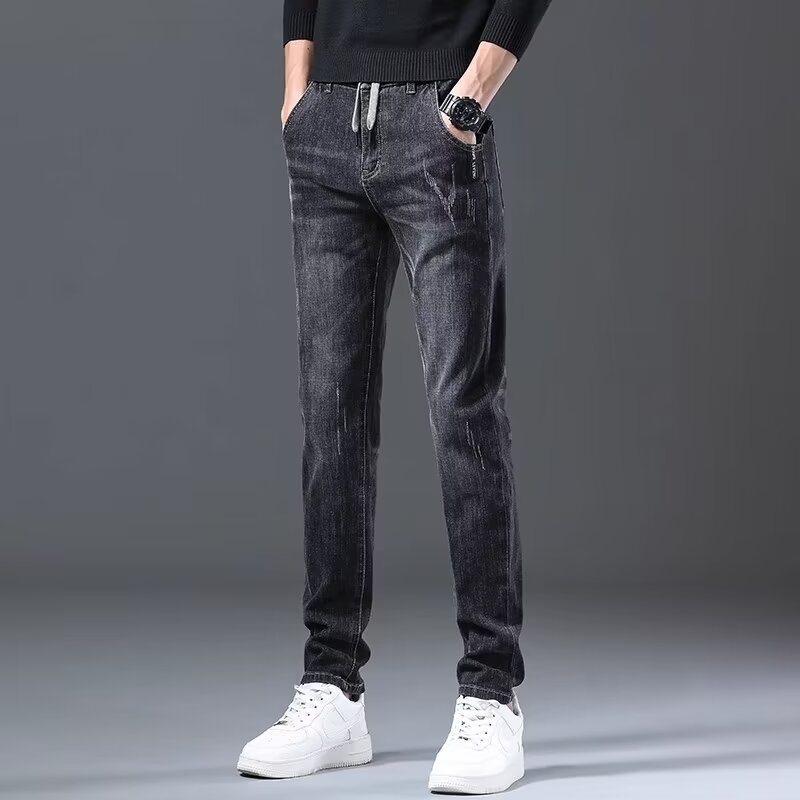 Jeans Men's Straight Loose Elastic All-matching Long Pants Jeans Men's Straight Loose Elastic All-matching Long Pants