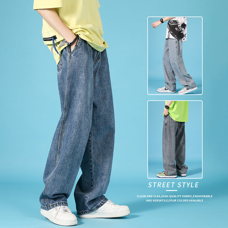 Straight Loose Jeans Men Casual Trousers Hip Hop Cargo Denim Pants With Zipper Straight Loose Jeans Men Casual Trousers Hip Hop Cargo Denim Pants With Zipper