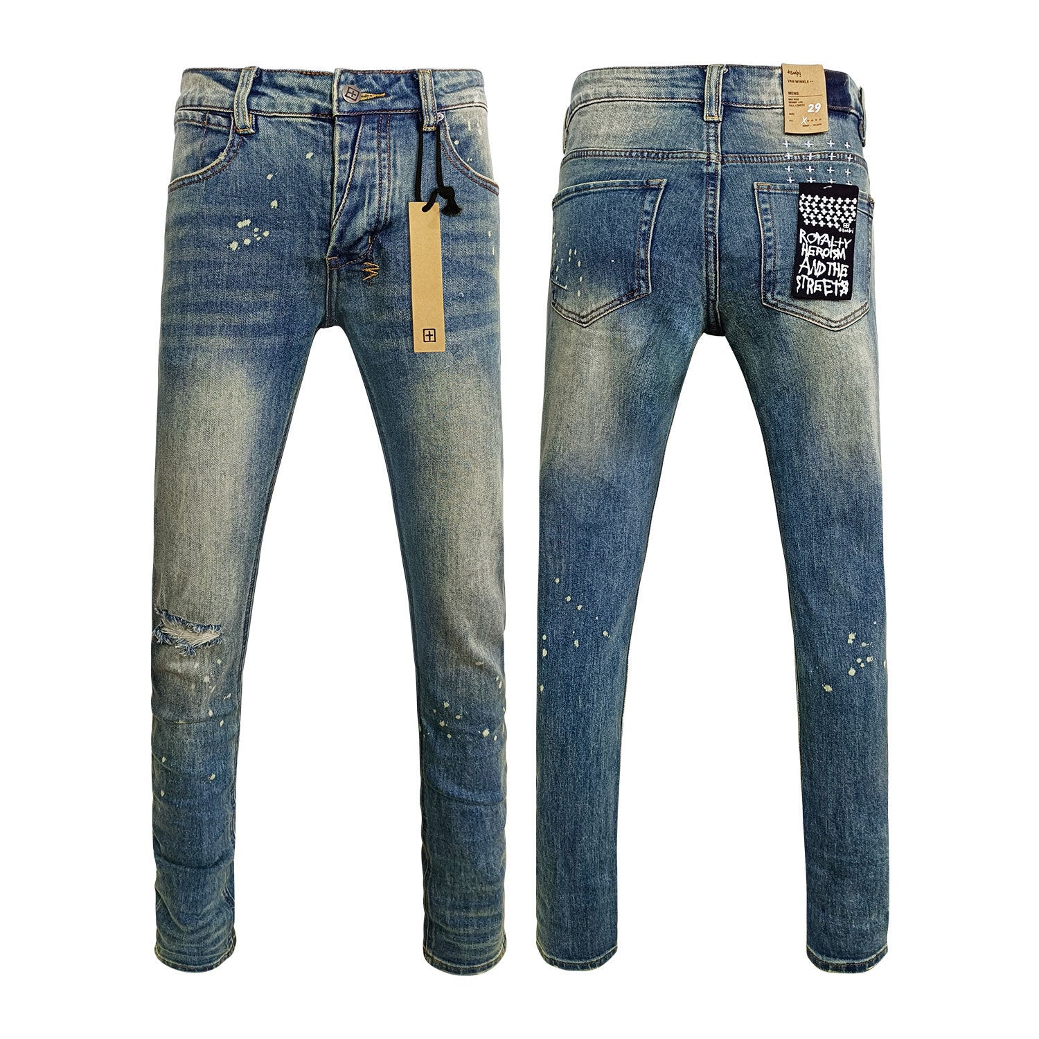 Straight Ripped Stretch American High Street Casual Men's Jeans Straight Ripped Stretch American High Street Casual Men's Jeans
