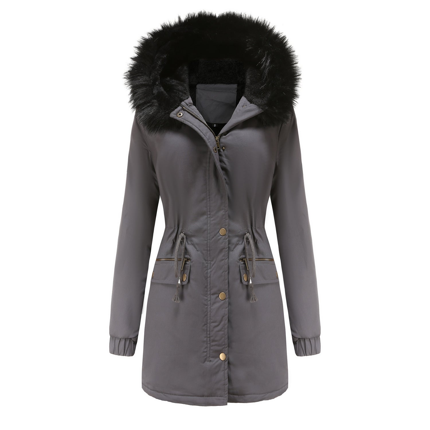 Women's Mid-length Fur Collar Coat Parker Cotton-padded Coat Women's Mid-length Fur Collar Coat Parker Cotton-padded Coat