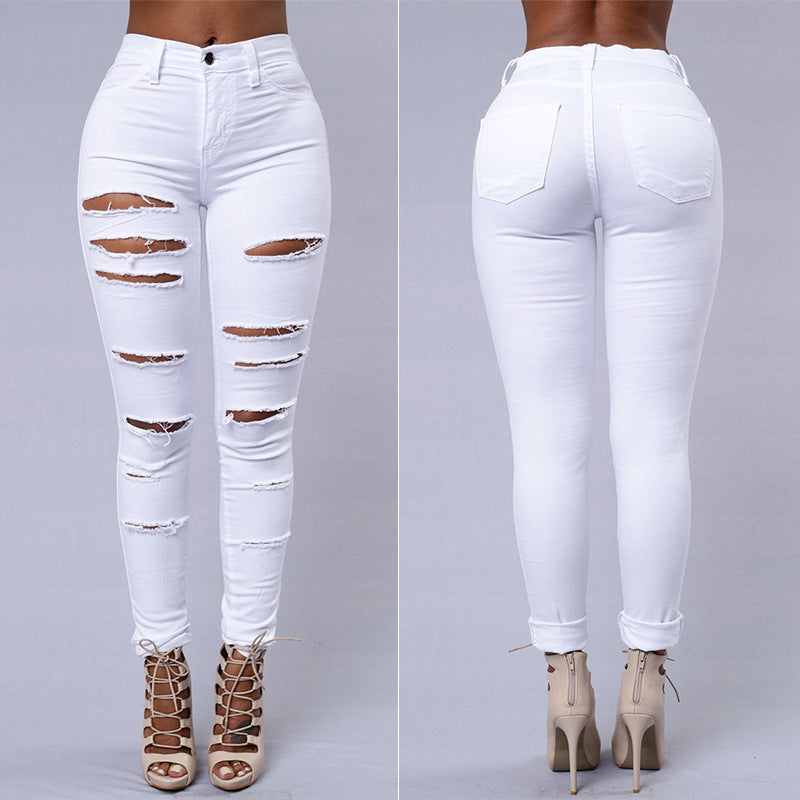 Ripped Jeans Women Skinny Trousers Casual High Waist Pencil Pants Ripped Jeans Women Skinny Trousers Casual High Waist Pencil Pants