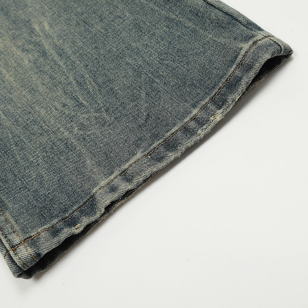 Fashion American Retro Washed Worn Jeans Men Fashion American Retro Washed Worn Jeans Men