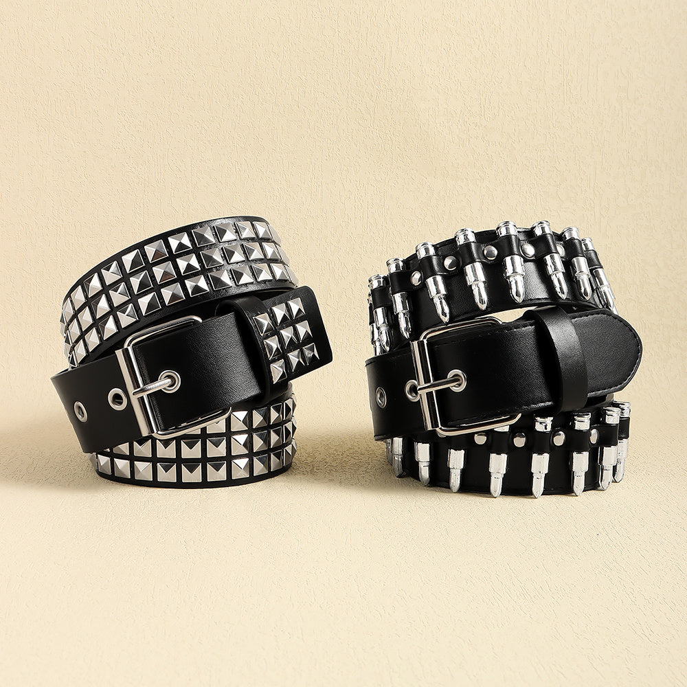 Rivet Belt Rock Trend Punk Bullet Black Belt Men And Women Personality Fashion Hip-hop Accessories Rivet Belt Rock Trend Punk Bullet Black Belt Men And Women Personality Fashion Hip-hop Accessories