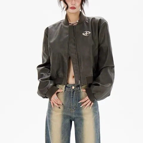 Jacket Baseball Uniform Baggy Coat Women Jacket Baseball Uniform Baggy Coat Women