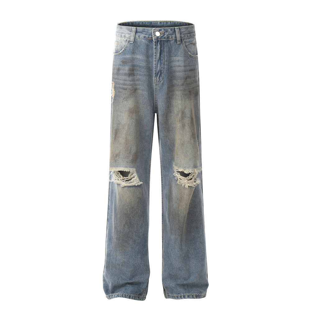 Fashion Dirty Make Old Ripped Jeans For Men Fashion Dirty Make Old Ripped Jeans For Men