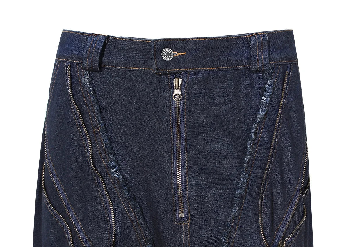 Baggy Distressed Wide-Leg Denim Jeans Baggy Distressed Wide-Leg Denim Jeans