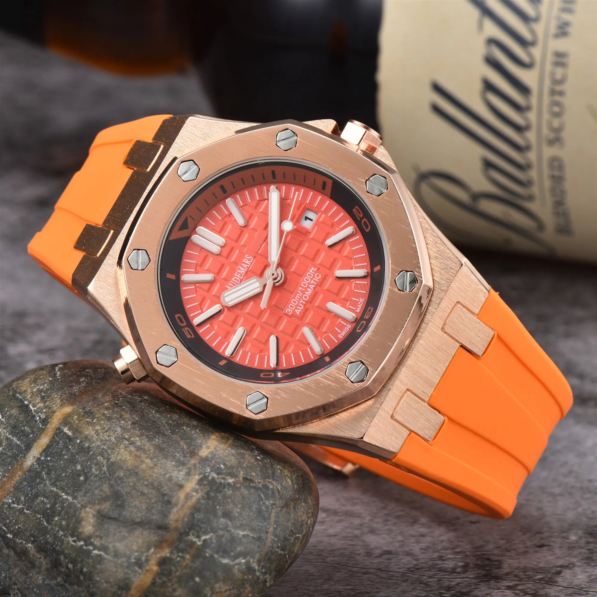 2024 Men's Luxury Stainless Steel Watch with Sapphire Crystal, Silicone Band - Water Resistant, Casual Style 2024 Men's Luxury Stainless Steel Watch with Sapphire Crystal, Silicone Band - Water Resistant, Casual Style