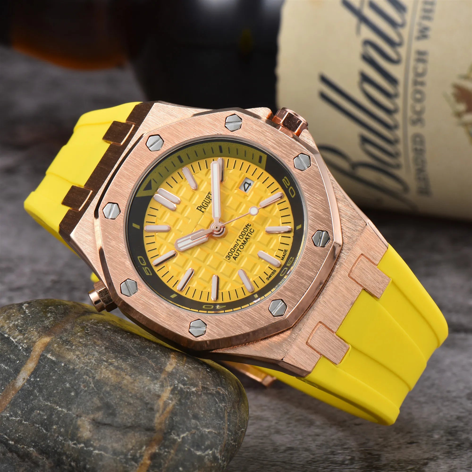 2024 Men's Luxury Stainless Steel Watch with Sapphire Crystal, Silicone Band - Water Resistant, Casual Style 2024 Men's Luxury Stainless Steel Watch with Sapphire Crystal, Silicone Band - Water Resistant, Casual Style