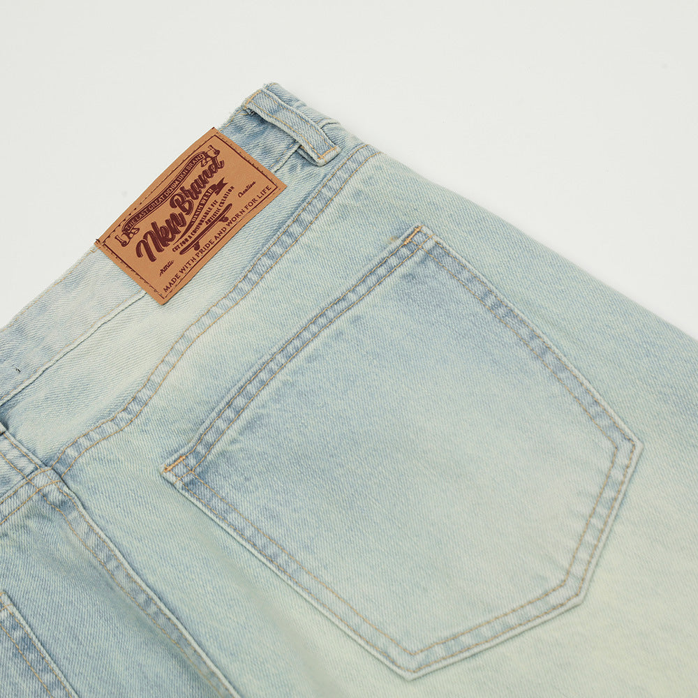 American Retro Wash Light-colored Jeans Men