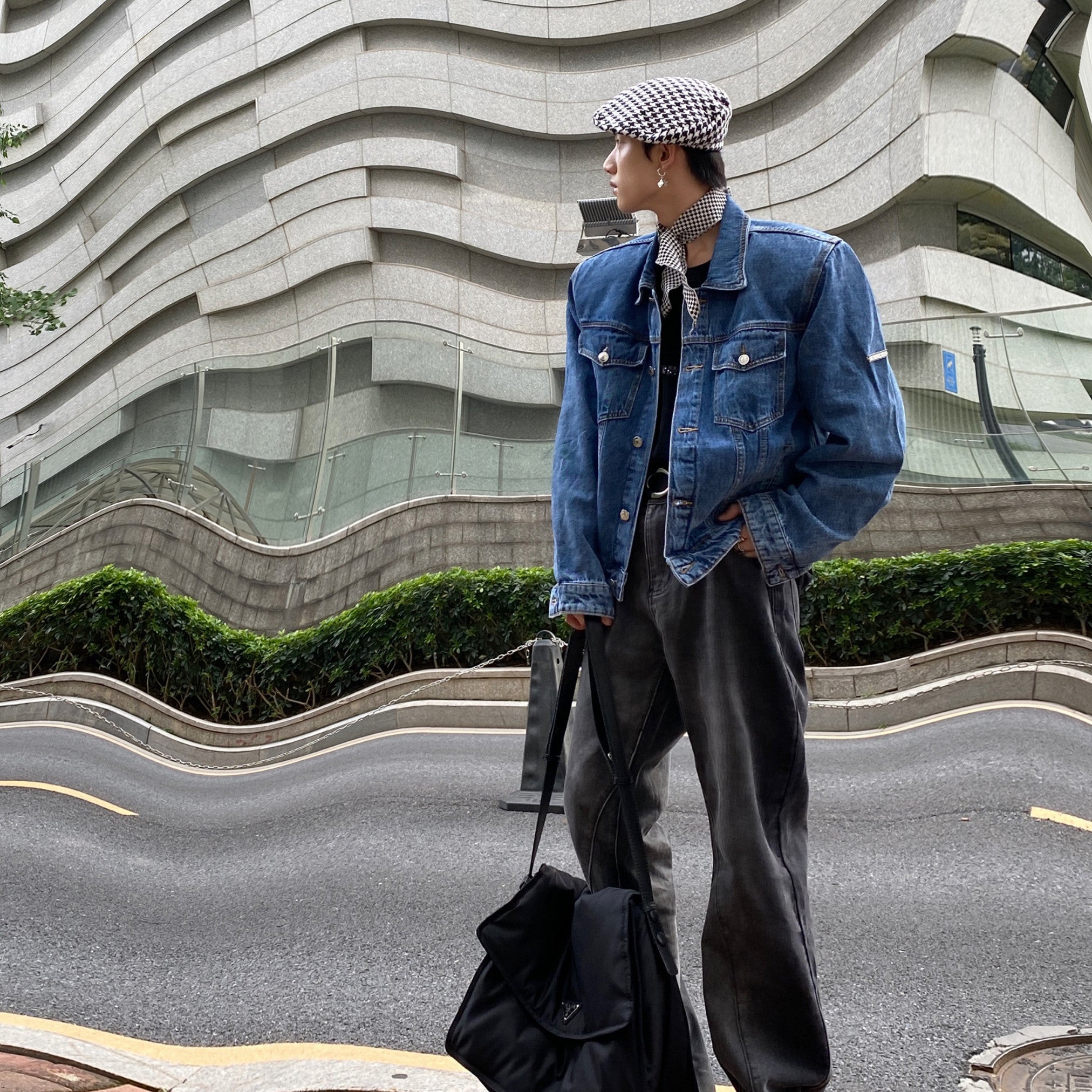 Contrast Color Tie-dye Gradient Jeans Slightly Flared Casual Pants