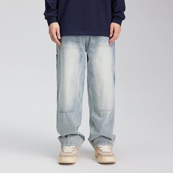 Vintage Light Blue Washed Jeans For Men