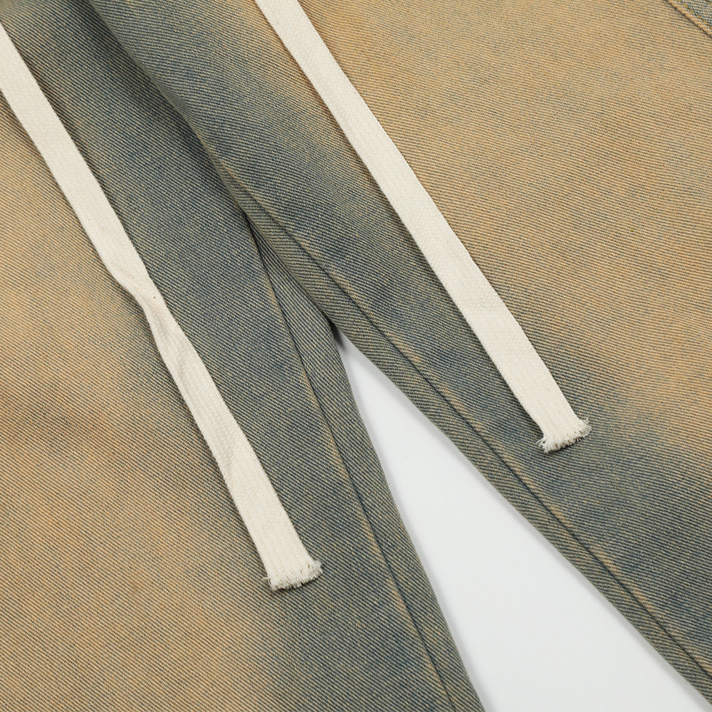 Contrast Color Wide-leg Workwear Jeans For Men