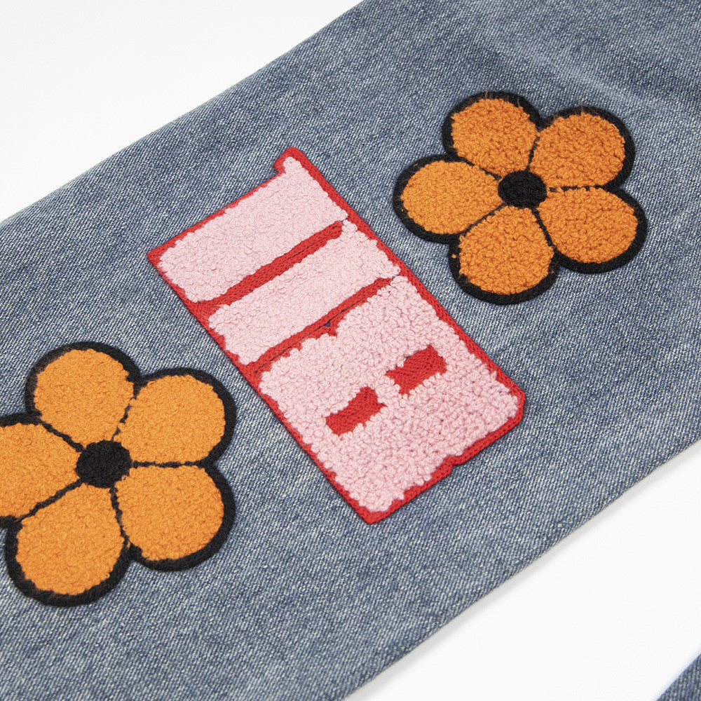 Embroidery Small Flower Straight Jeans For Men