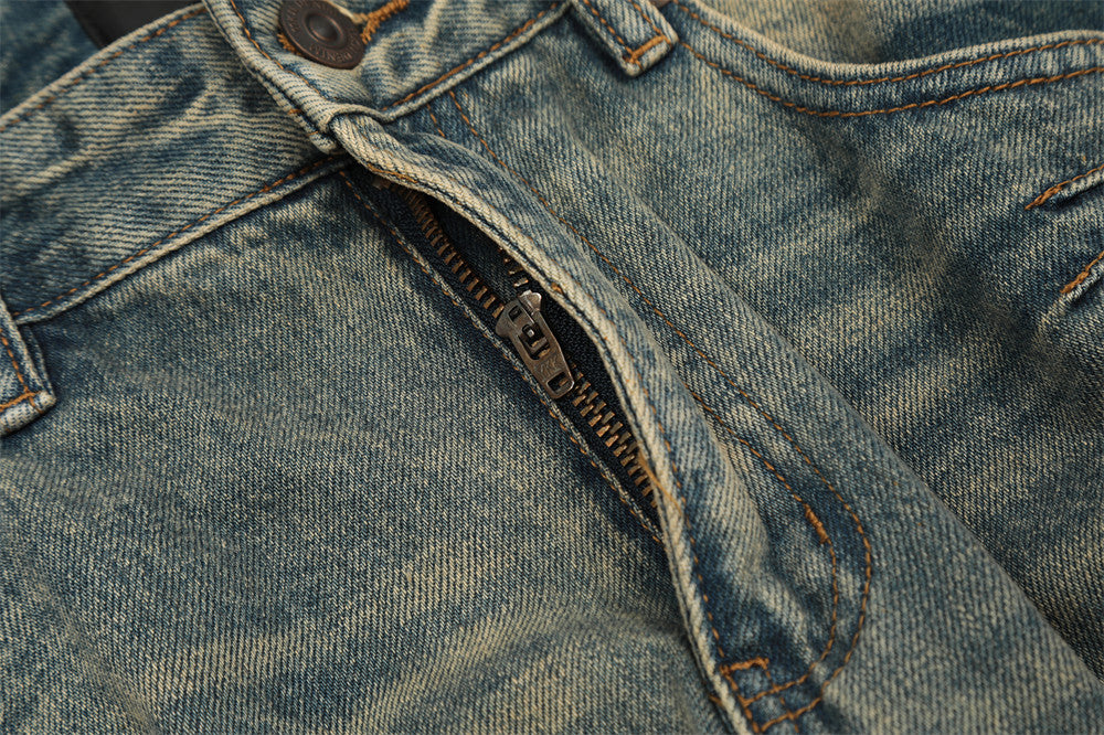 Fashion American Washed Yellow Jeans Men