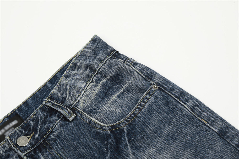 Fashion Retro Washed Worn Jeans Men