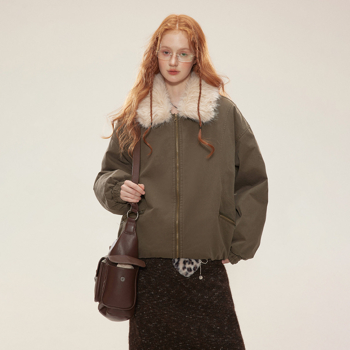 New Winter Cotton Dress Coat Detachable Fur Collar