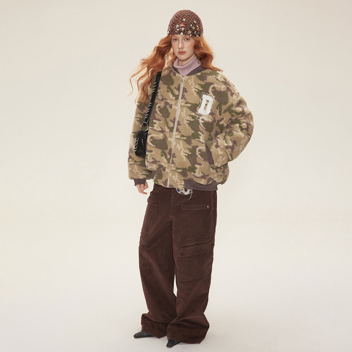 Lambskin Cotton-padded Camouflage Baseball Uniform