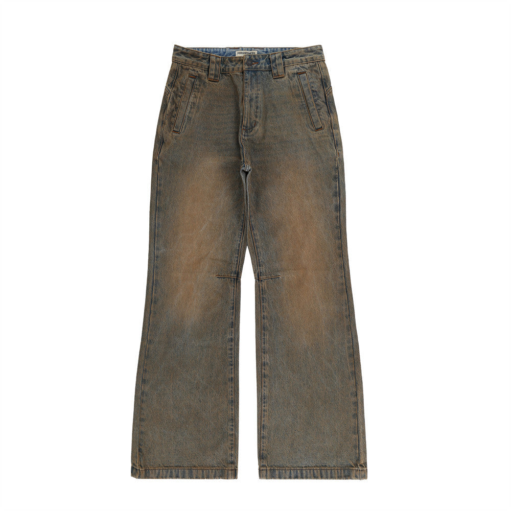 Distressed Dirty Wide-leg Jeans For Men
