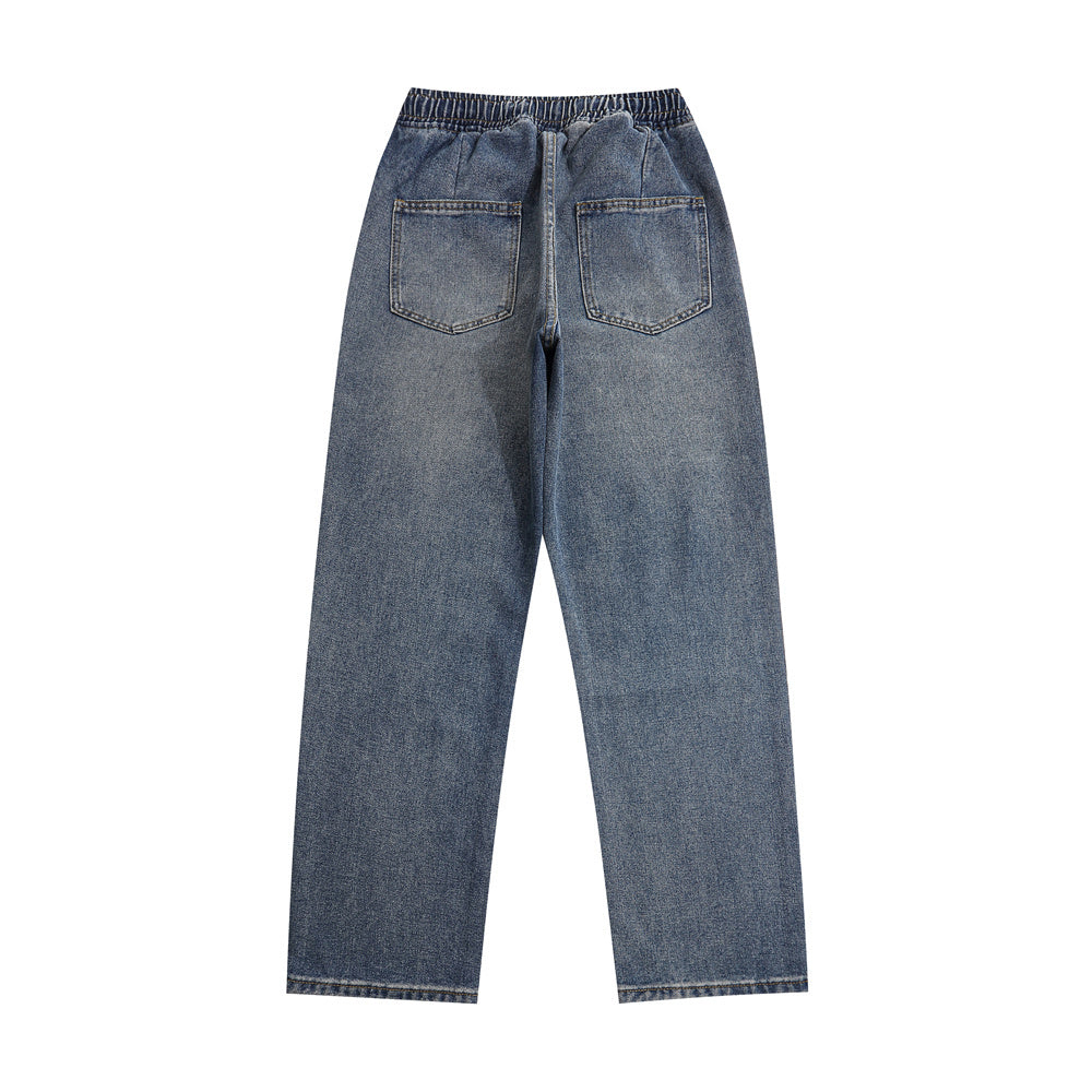 Tether Elastic Waistband All-matching Jeans Men