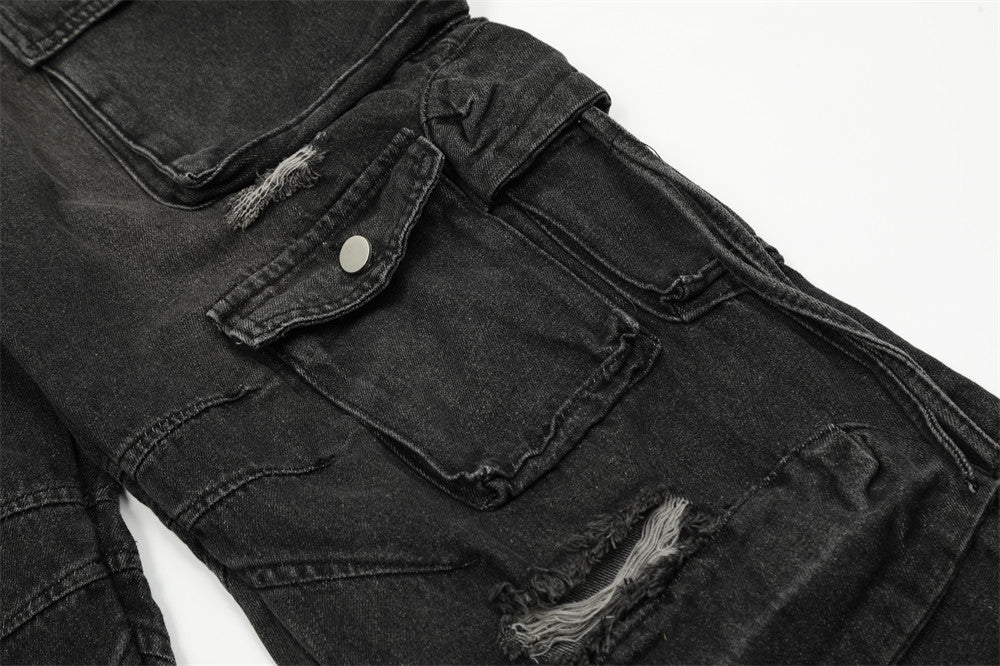 Functional Multi-pocket Workwear Jeans For Men