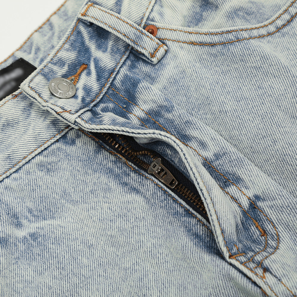 American Retro Wash Light-colored Jeans Men
