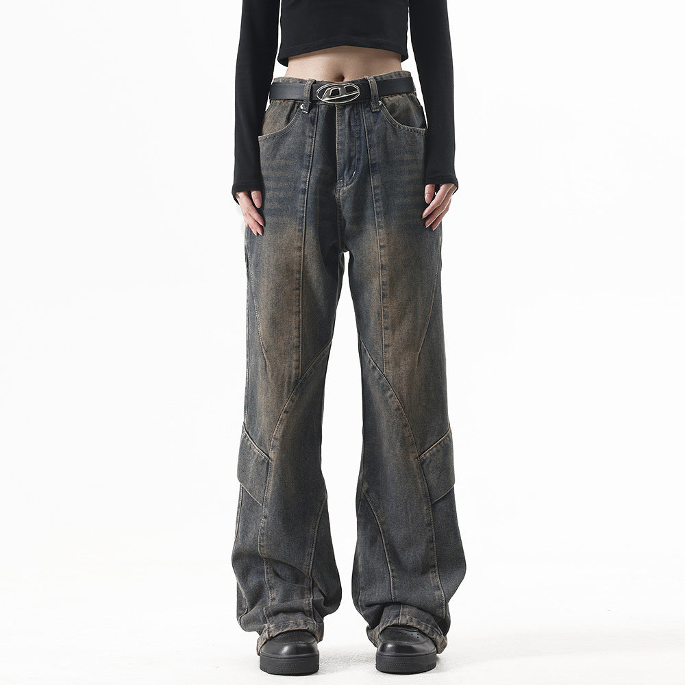 Washed Old Cargo Jeans Men And Women