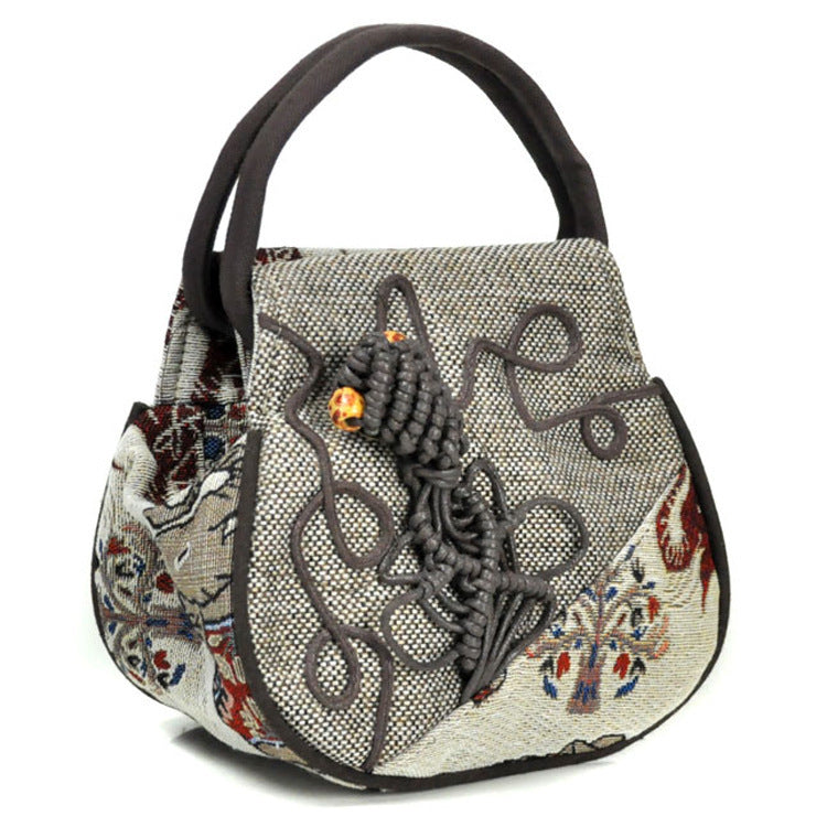 Burlap woven handbag