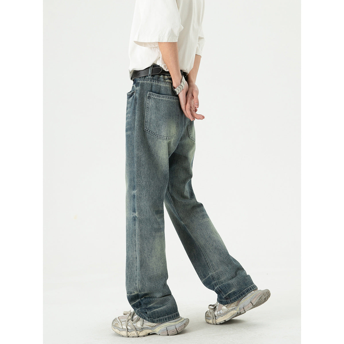 Retro Washed Denim Trousers Bell-bottom Pants