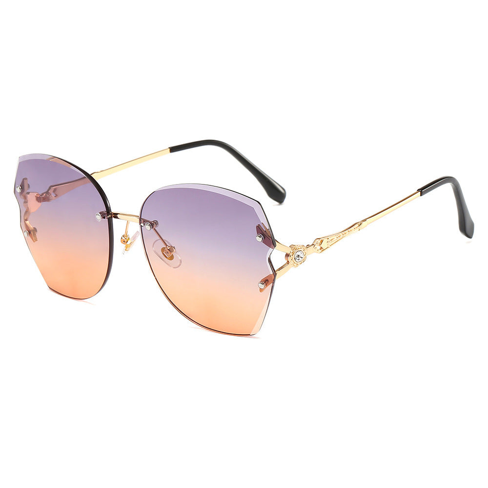 Women's frameless trimmed sunglasses