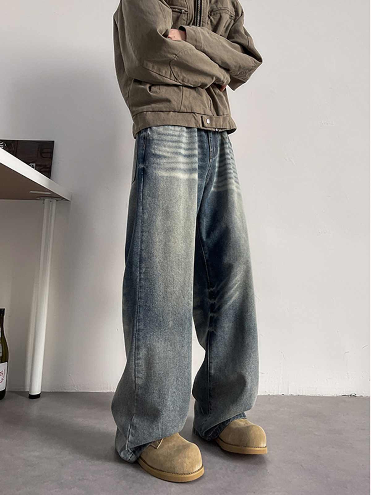 Retro Wide Leg Jeans Men's Oversize Skinny Straight-leg Pants