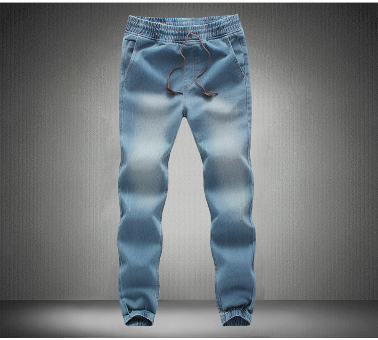 Feet jeans men's plus fertilizer XL elastic stretch pants feet pants feet tide