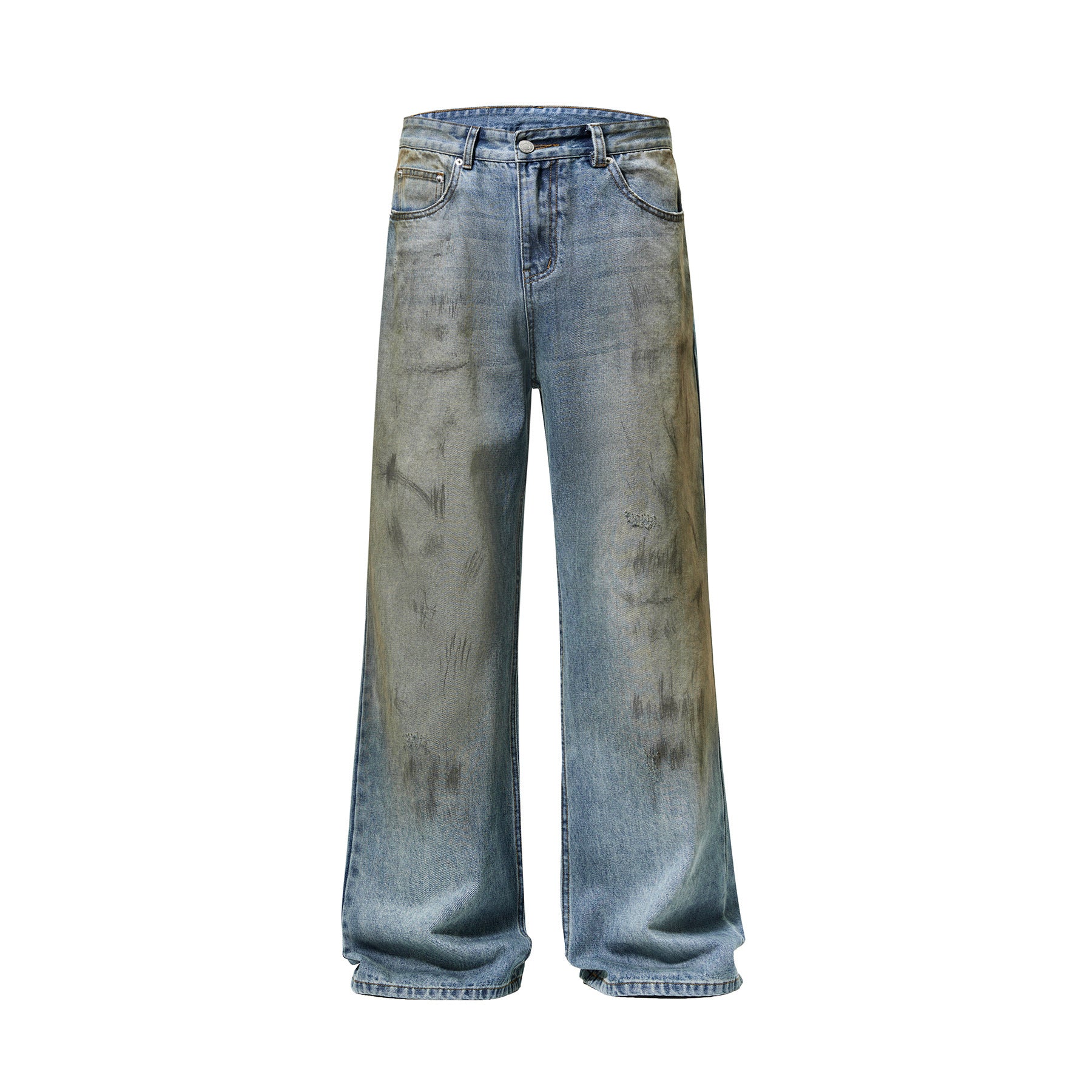 American Retro Dirty Mud Dyed Skinny Jeans For Men