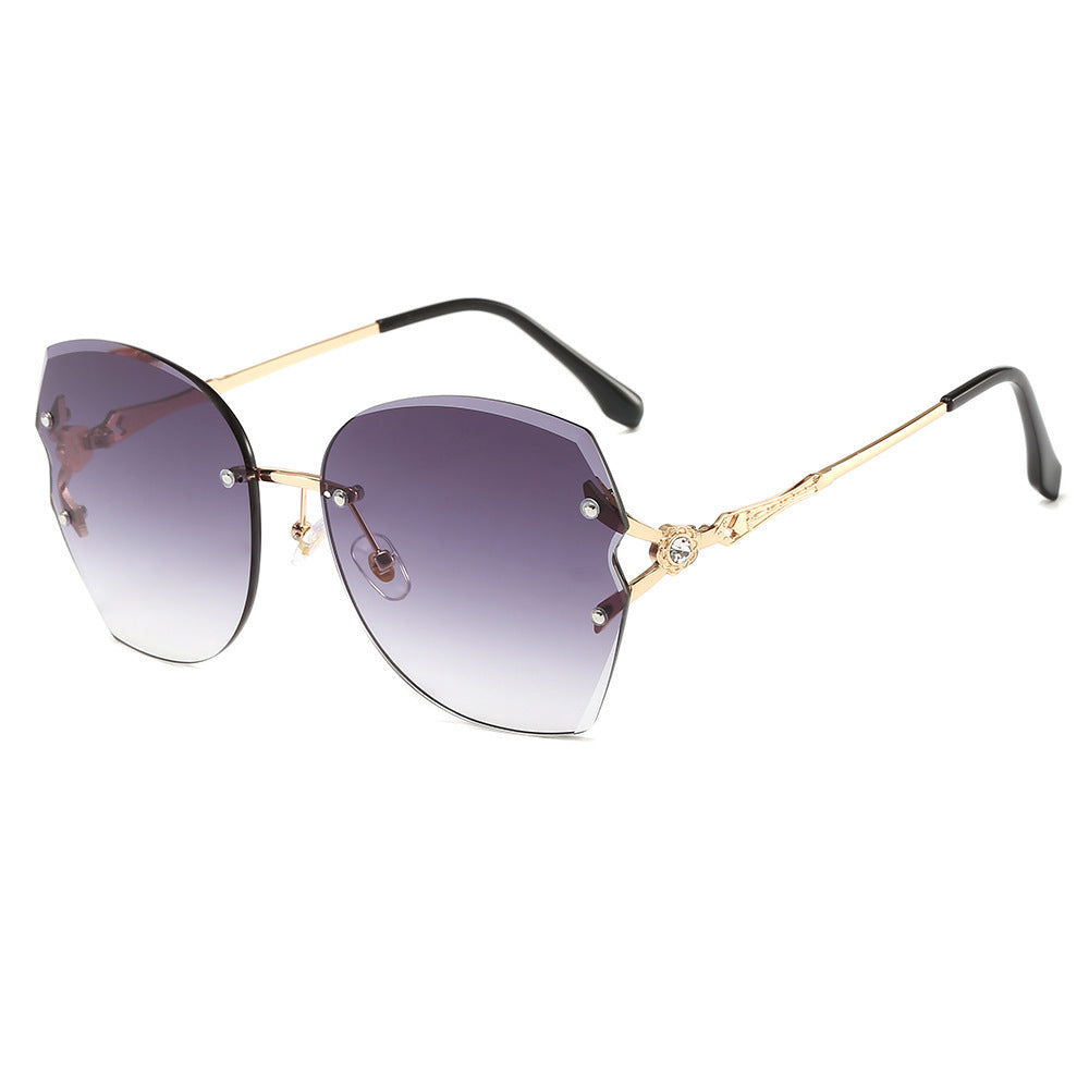 Women's frameless trimmed sunglasses