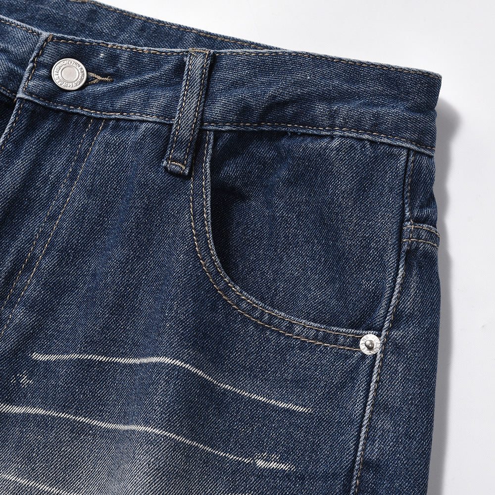 Contrast Color Wide Leg Jeans For Men