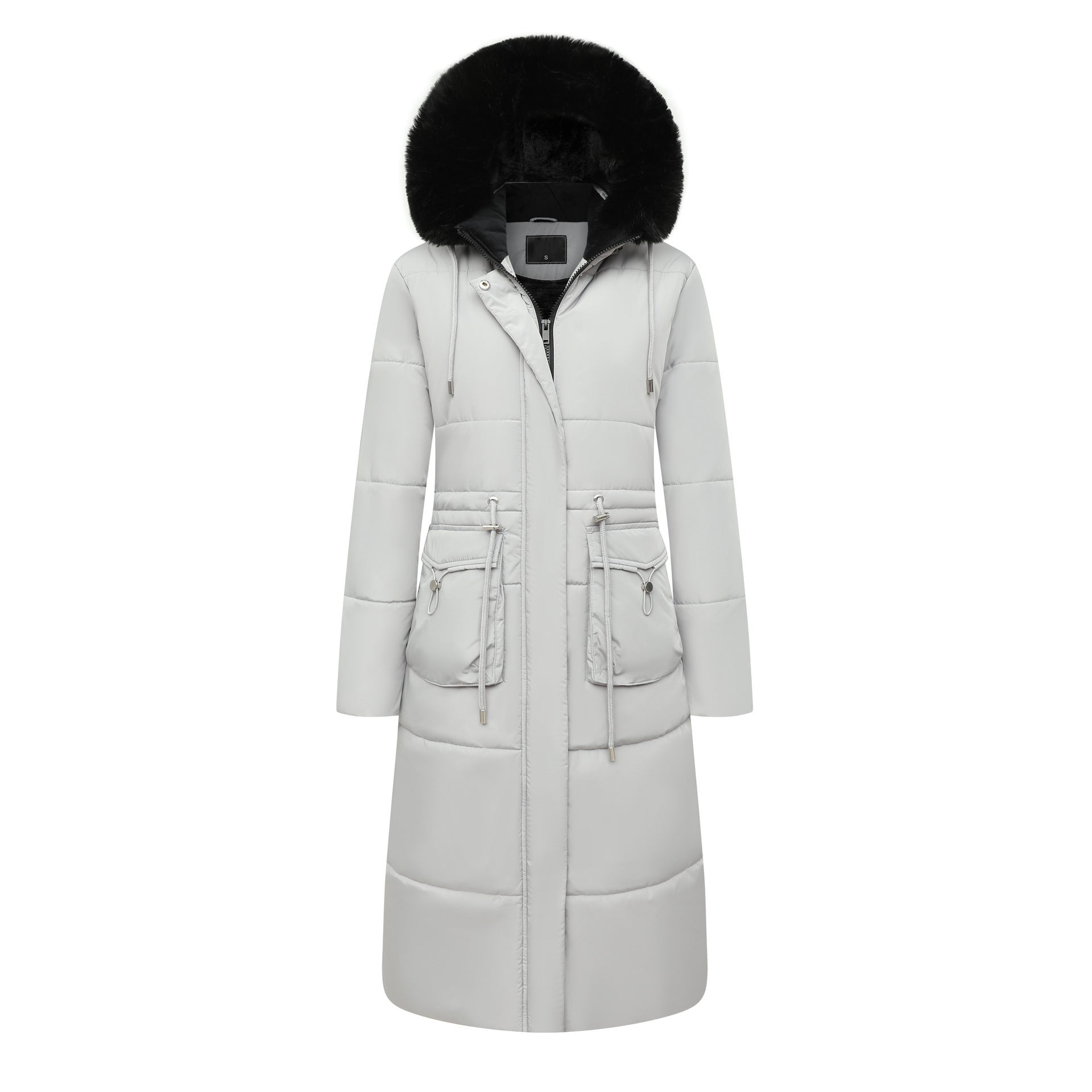 Women's Cotton Jacket Drawstring Cinched Hoodie Fleece-lined Warm