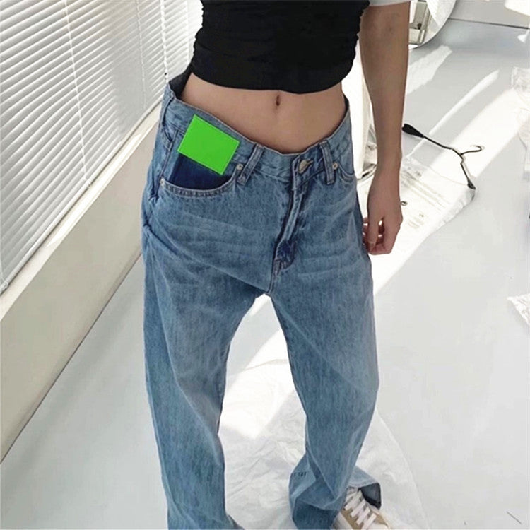 Net Red Feet Split Mopping High Waist Jeans Women Autumn