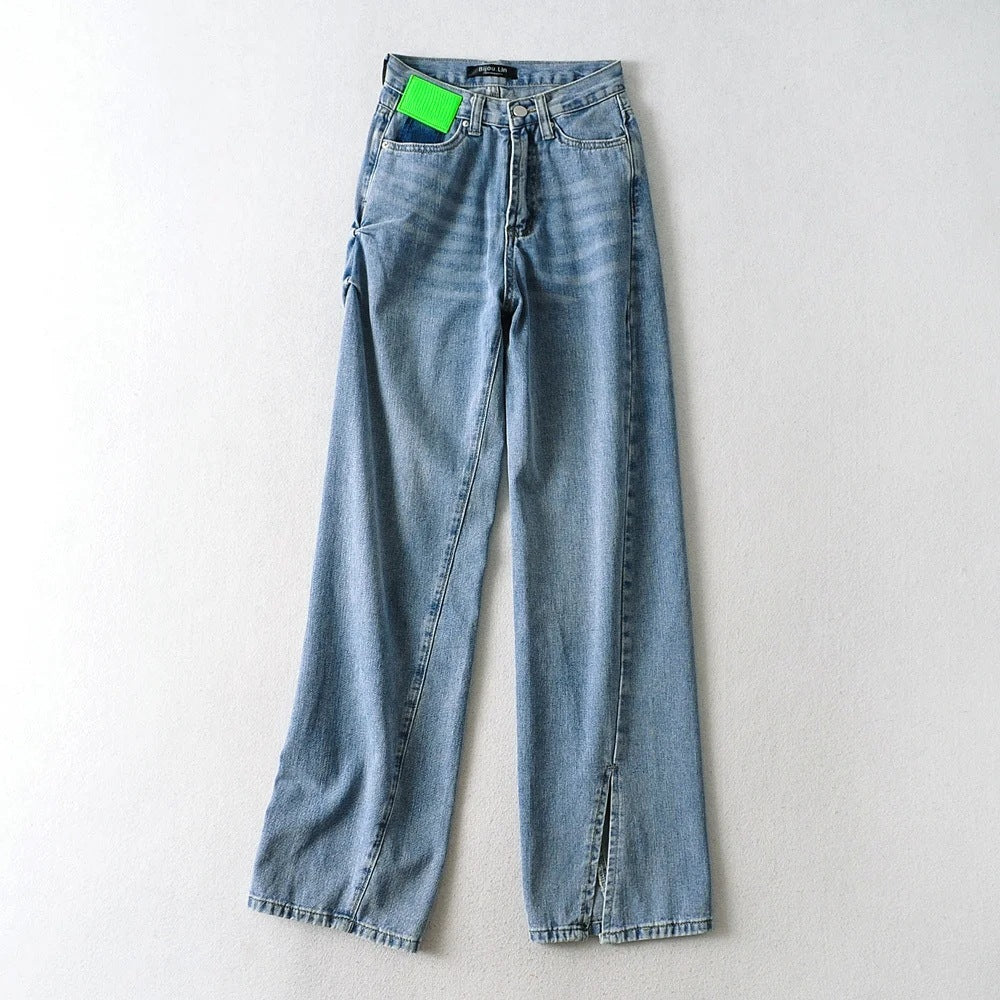 Net Red Feet Split Mopping High Waist Jeans Women Autumn