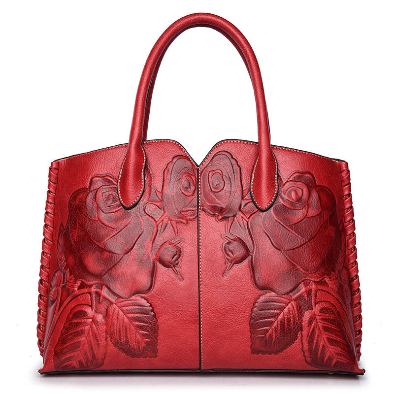 Peony Flower Handbag Fashion Embossed Ladies Handbag