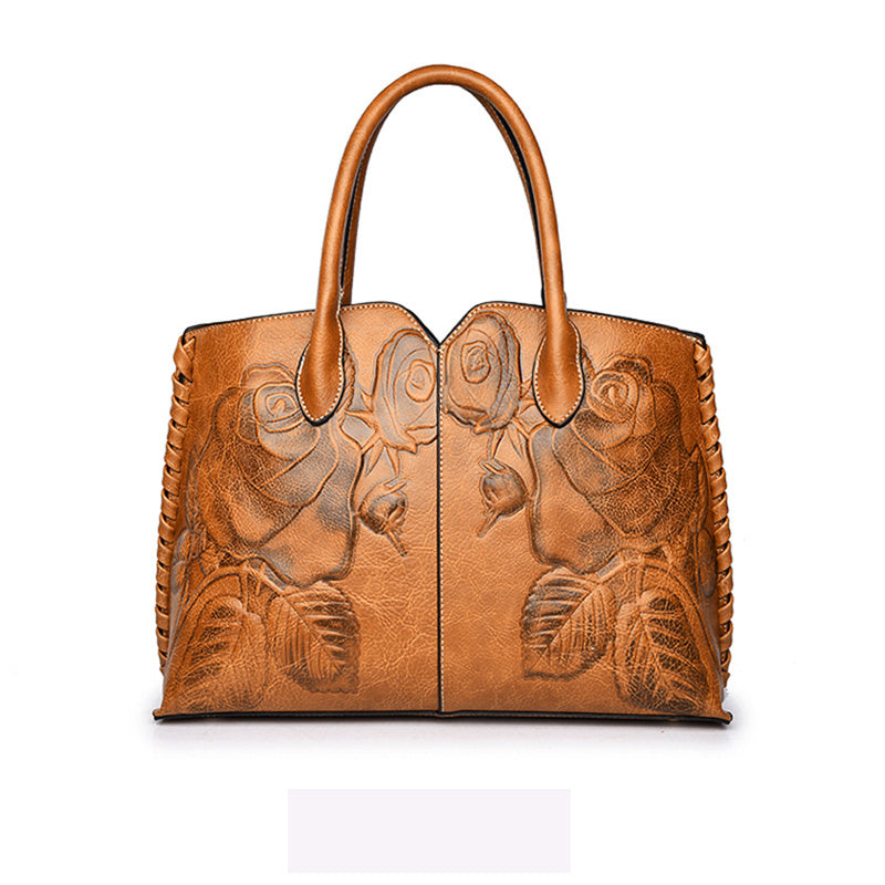 Peony Flower Handbag Fashion Embossed Ladies Handbag