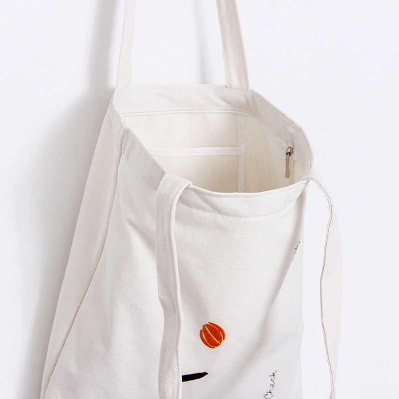 Embroidered canvas bag handbag