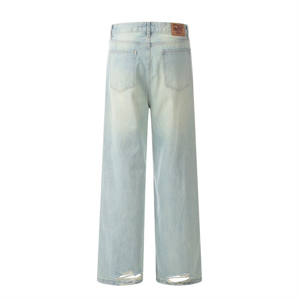 American Retro Wash Light-colored Jeans Men
