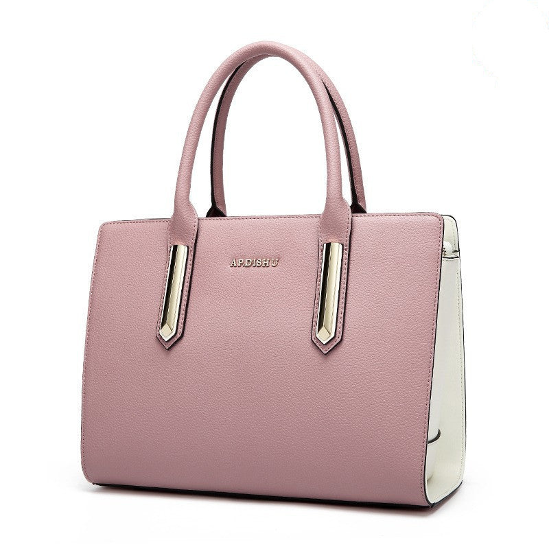 Fashion contrast leather handbag