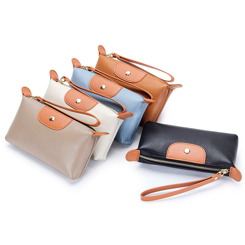 First Layer Women's Leather Handbag Large Capacity Clutch Phone Holder Handbag