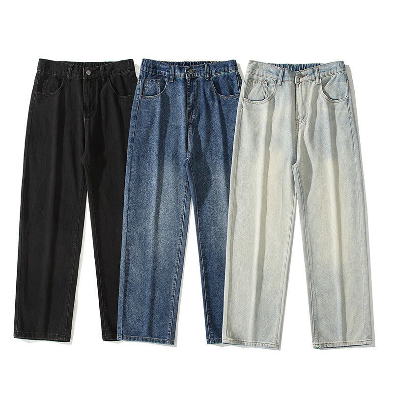 American Washed Distressed Yellow Mud Dyed Jeans For Men