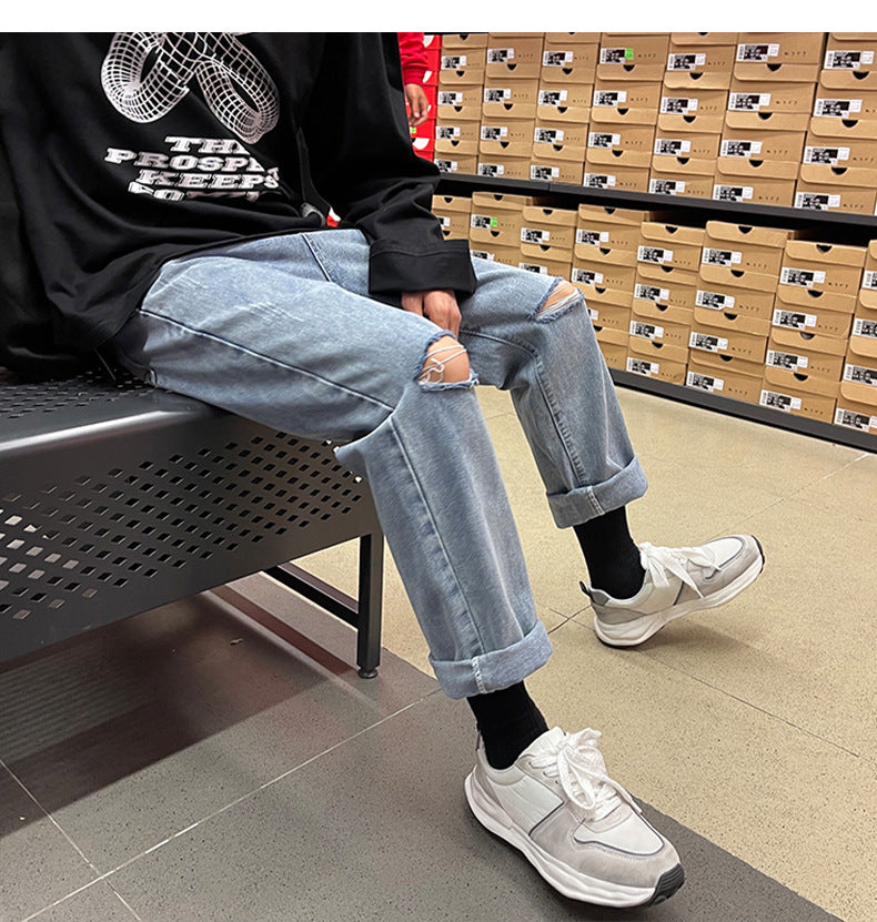 Loose Straight Spring American Retro Jeans Men