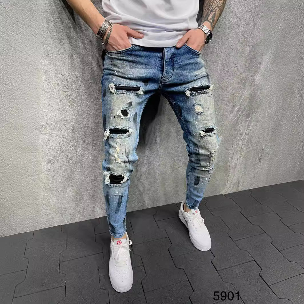 Men's Versatile Casual Slim Ripped Jeans